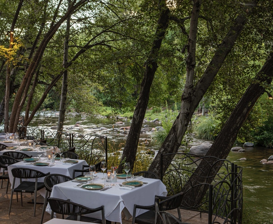 dining tables at the Cress on Oak Creek