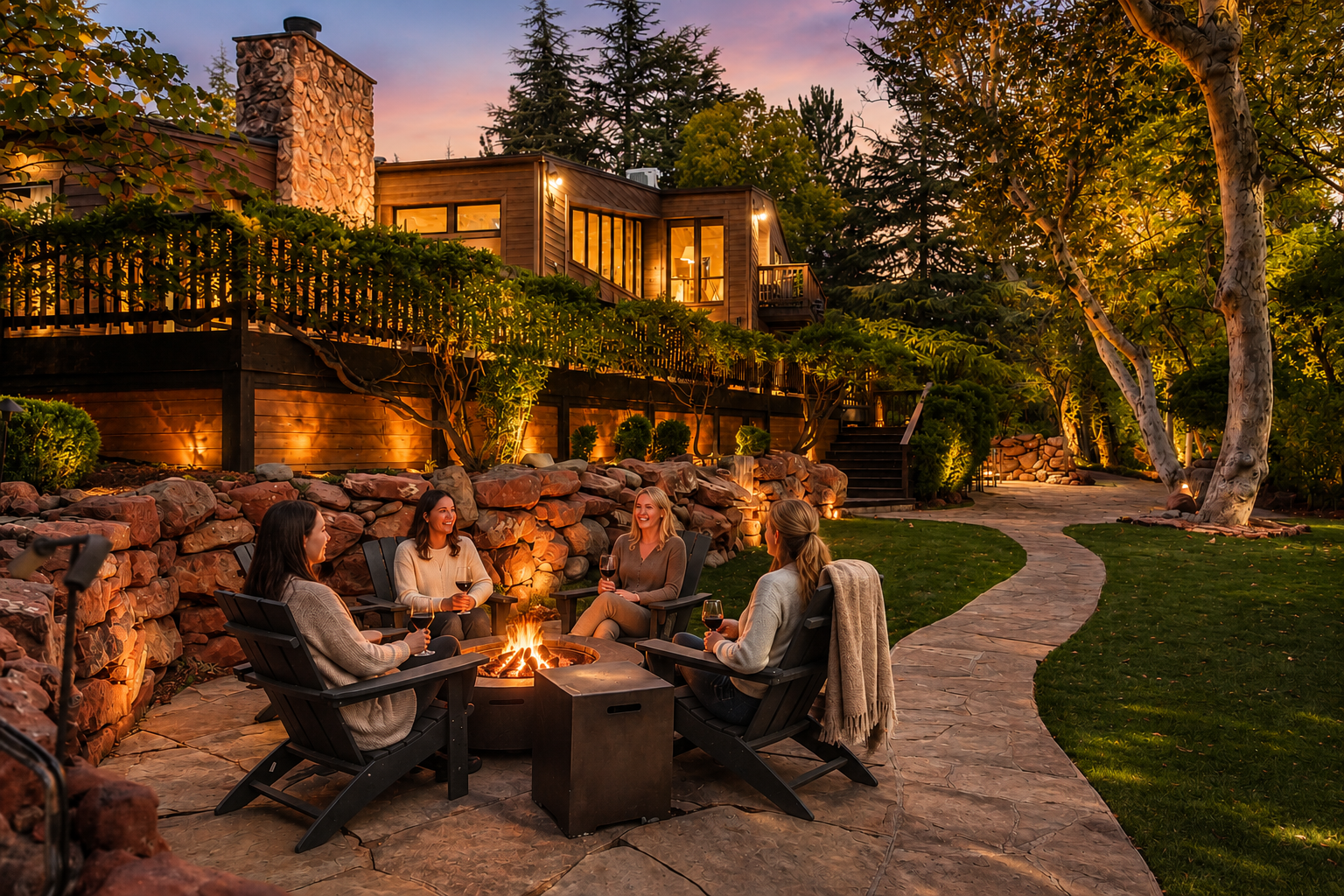Women around Firepit_Creekhouse